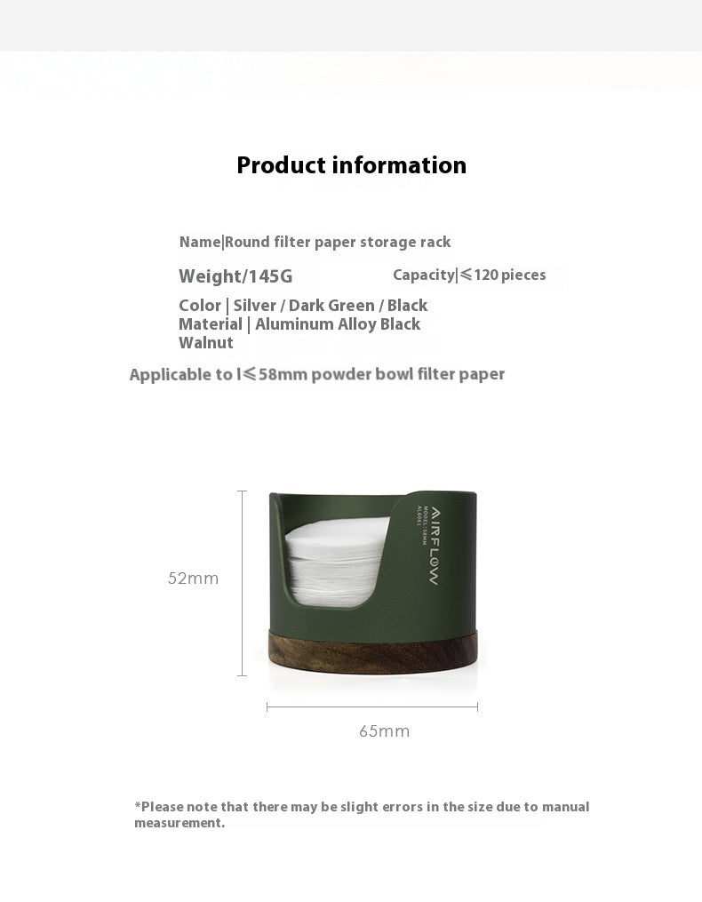 Universal Coffee Filter Paper Holder - Modern Aluminum & Wood Design