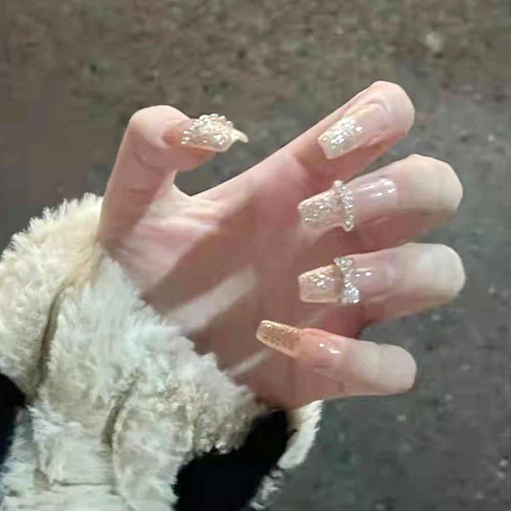 Red Glitter Christmas Nail Art Kit with Nail Tips & Glue - Easy Nail Design