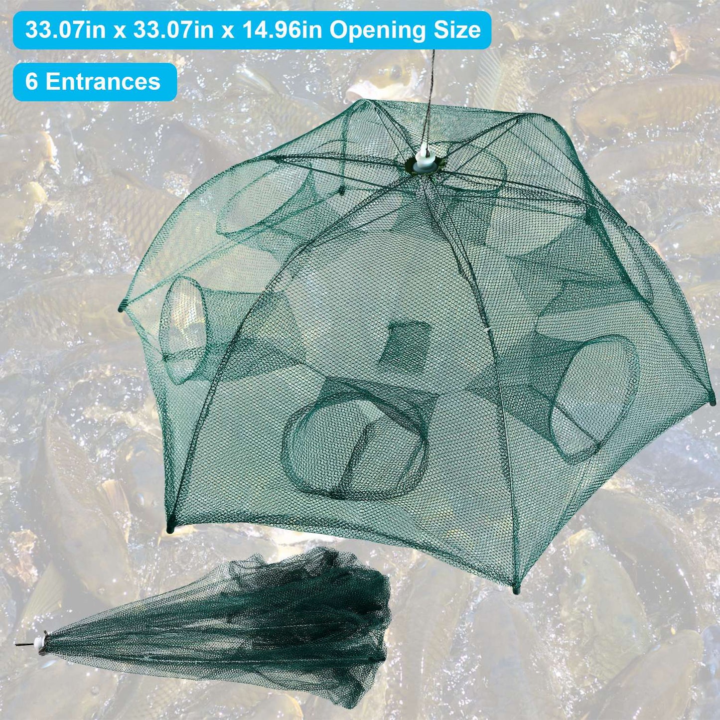 Portable Fishing Trap Net - Foldable Bait Catcher for Shrimp, Crab, Minnow