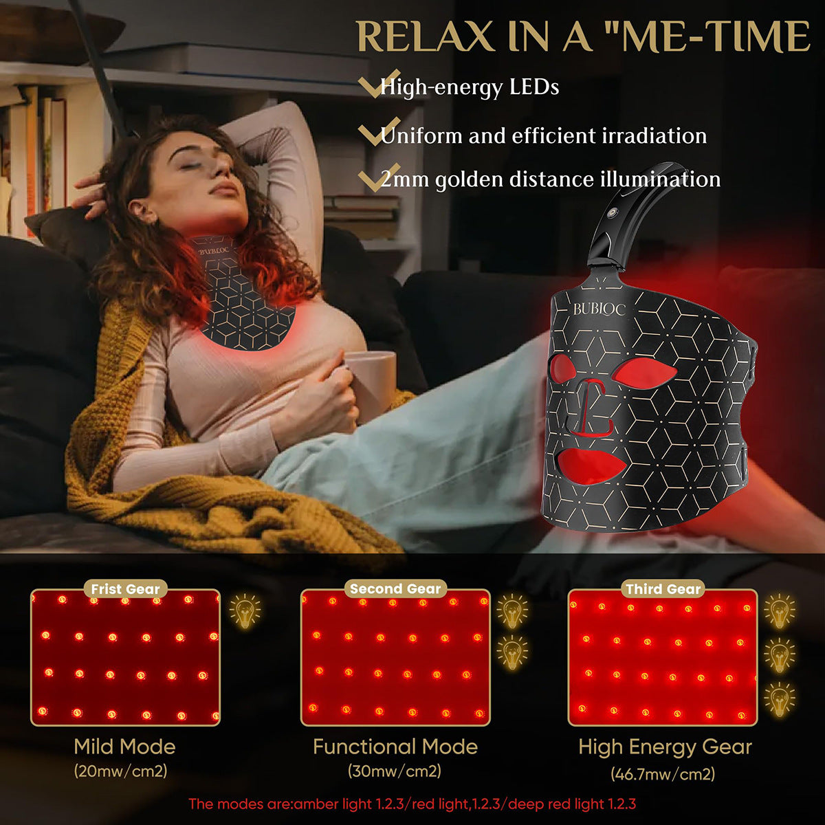 Wireless Charging Silicone Beauty Mask with Infrared Light Therapy for Home Use