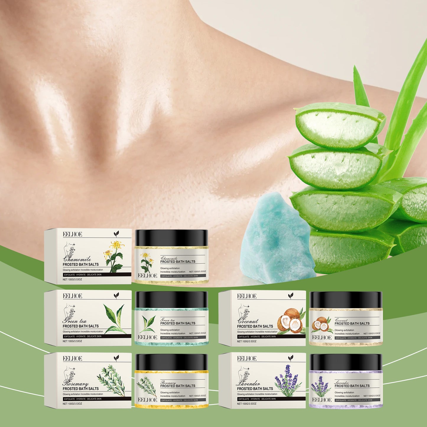 Exfoliating Sea Salt Body Scrub with Green Tea and Aloe Vera
