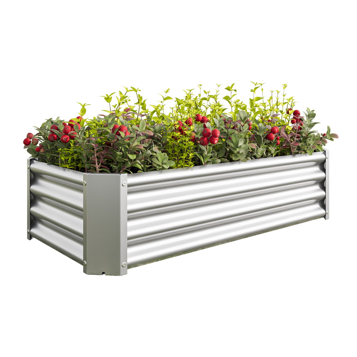 Metal Raised Garden Bed - 2PCS Silver 4ft x 2ft x 1ft Planter