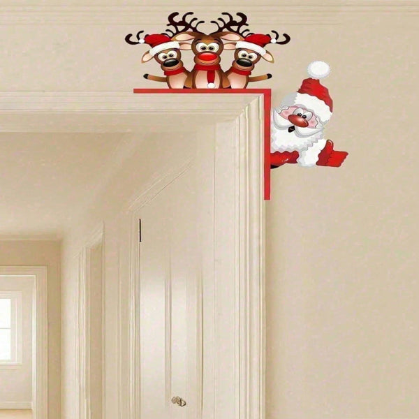 Waterproof Reindeer Christmas Door Hanger - Indoor/Outdoor Decor