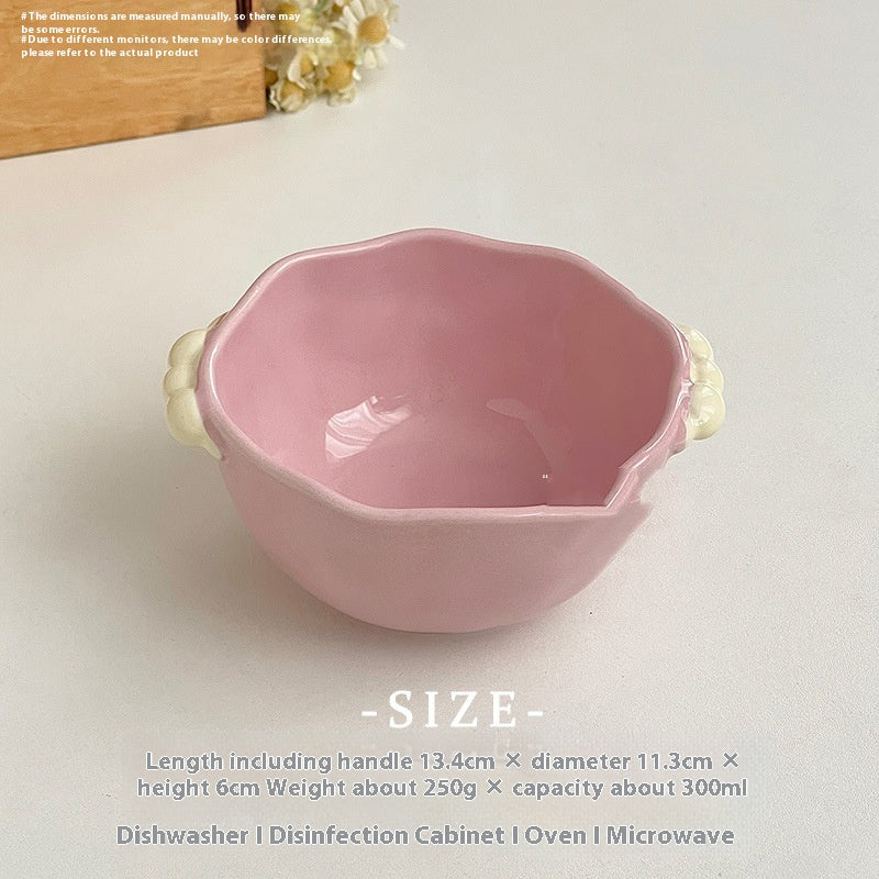 Candy Pearl Double-Ear Ceramic Bowl - Nordic Style Kitchen Decor