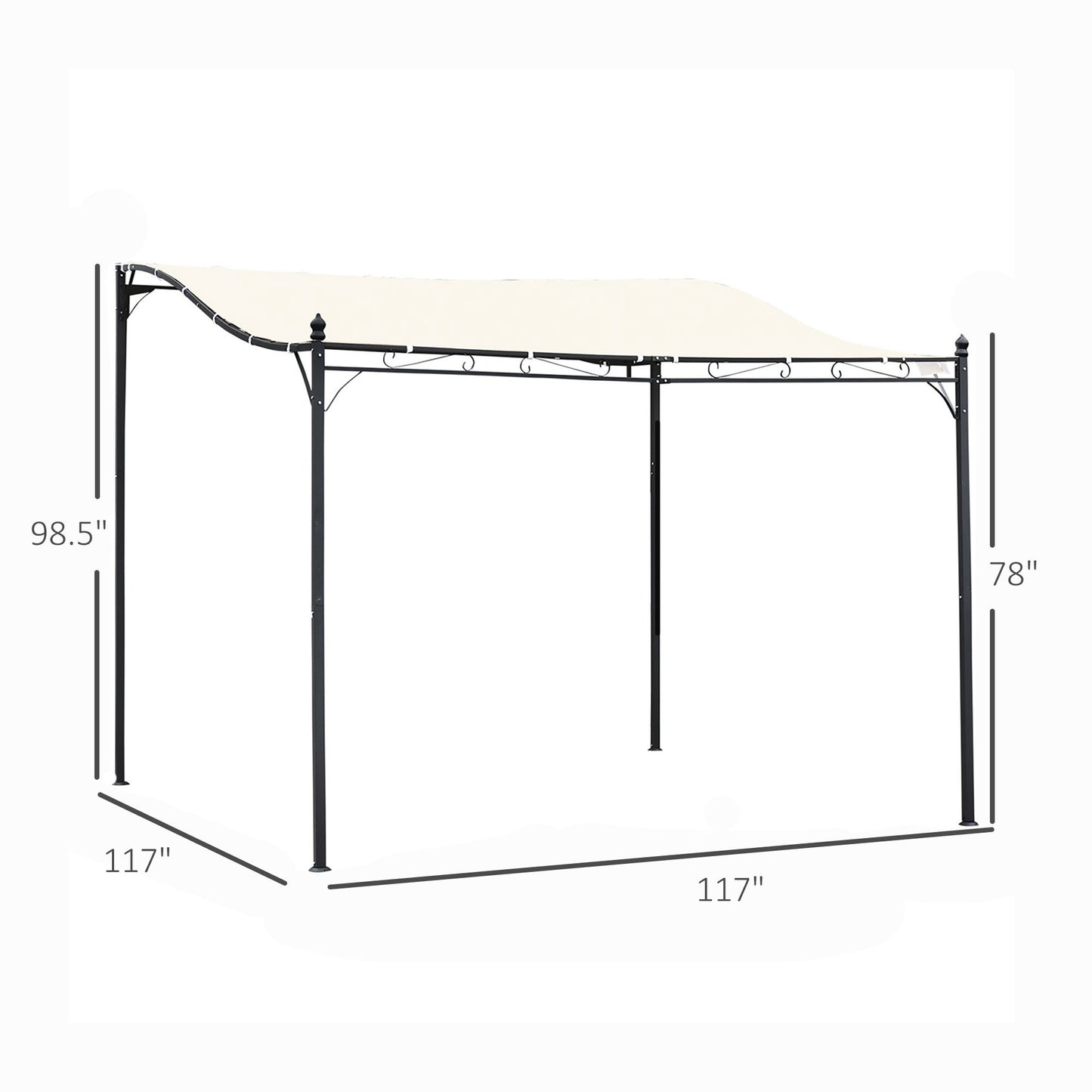 10' x 10' Steel Outdoor Pergola Gazebo with UV-Resistant Canopy - Cream White