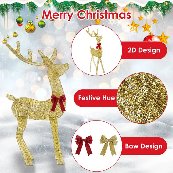 Lighted Christmas Reindeer and Sleigh Decoration - 8 Lighting Modes