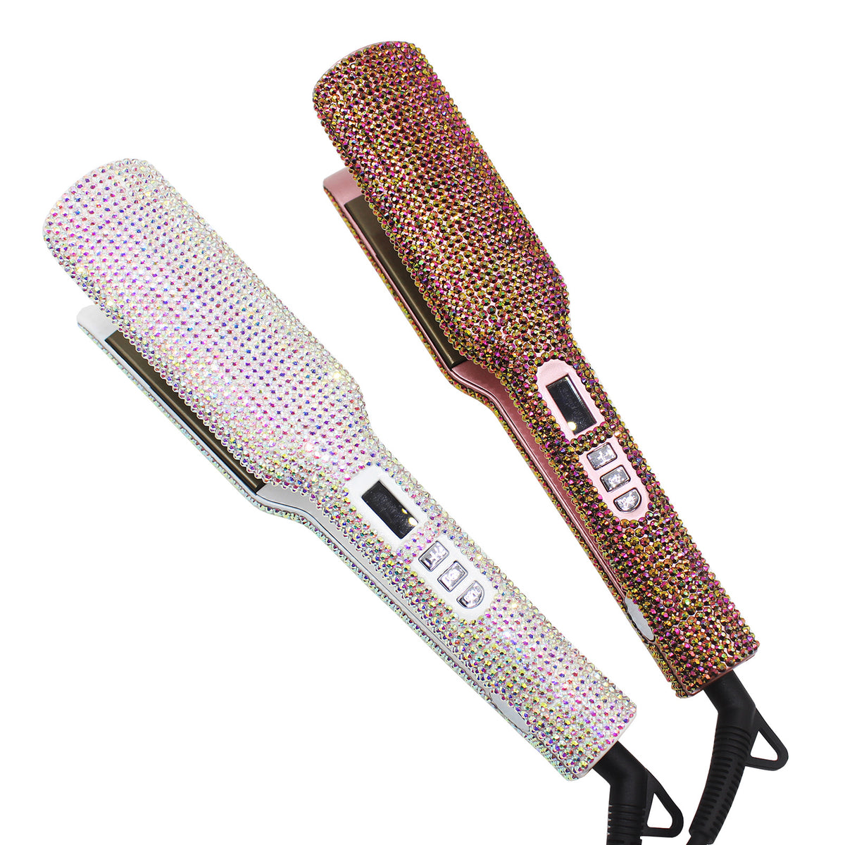 High Temperature Titanium Hair Straightener with Rhinestone Inlay - Multiple Colors & Power Options