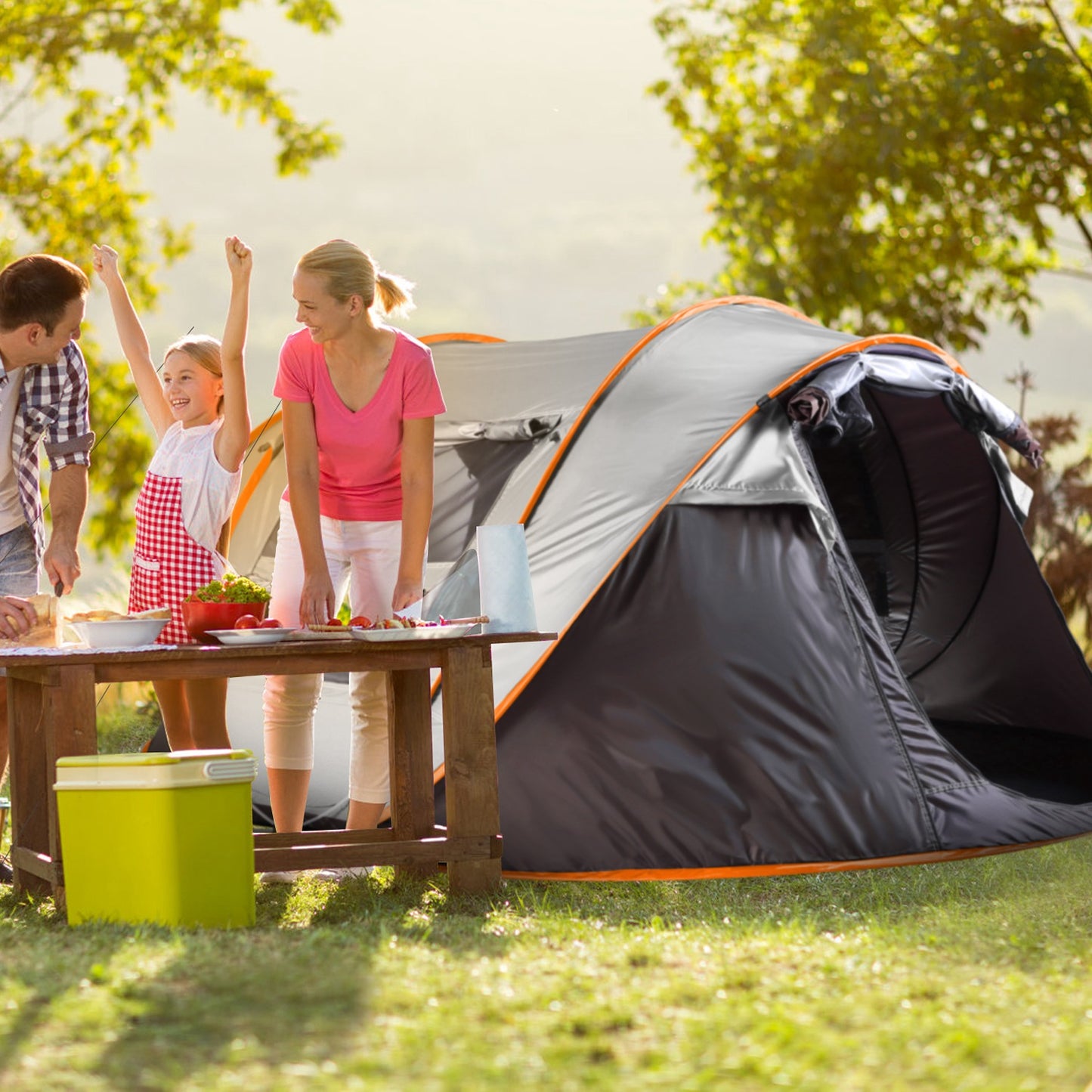 5-8 Person Automatic Pop-Up Camping Tent - Waterproof Khaki