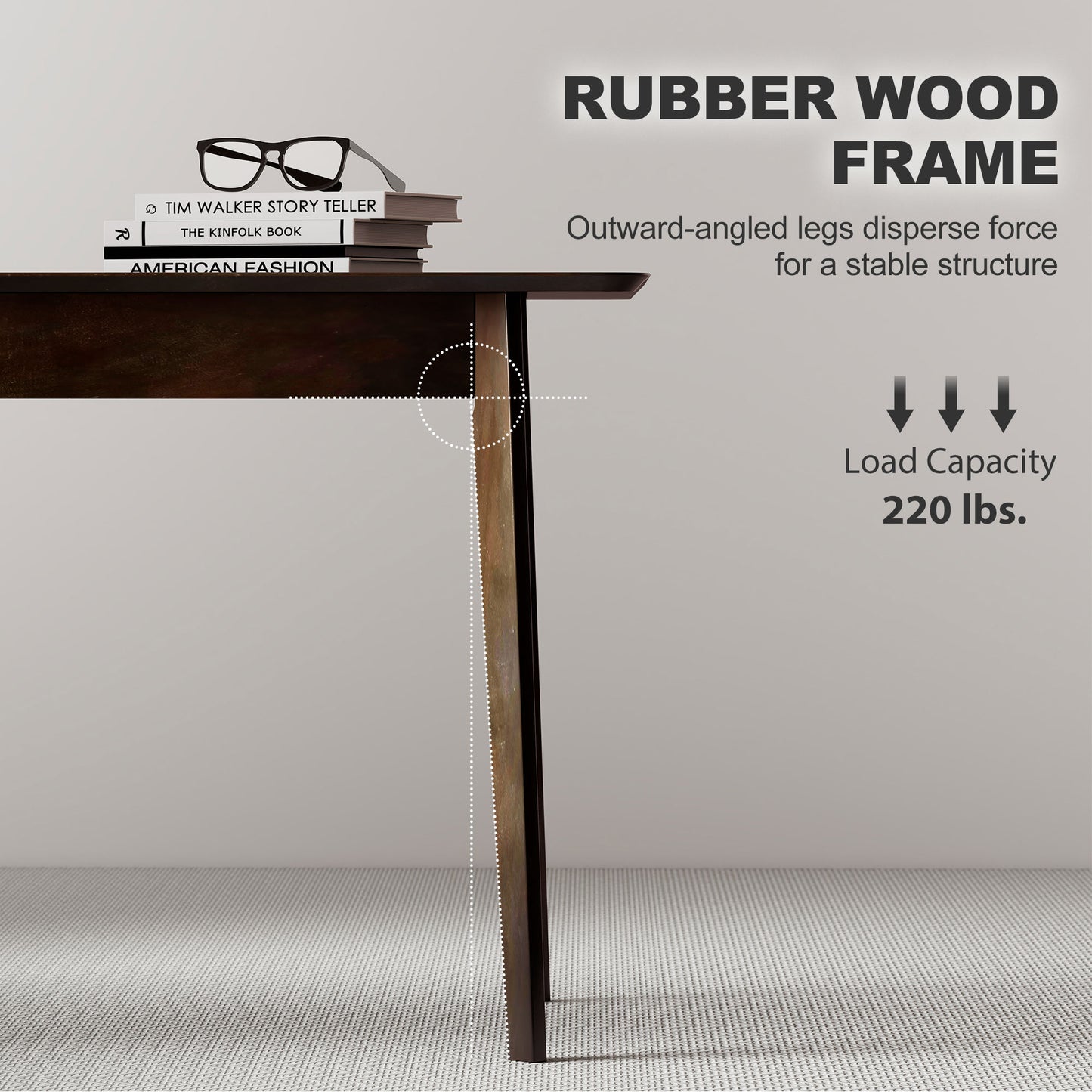 Mid-Century Modern 47.2" Dining Table - Dark Mahogany