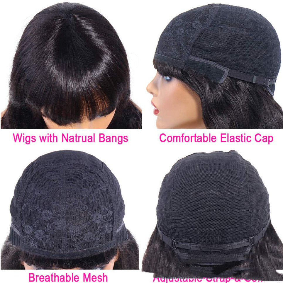 Full Machine Made Body Wave Wigs for Women - Synthetic Hair, Non-Lace