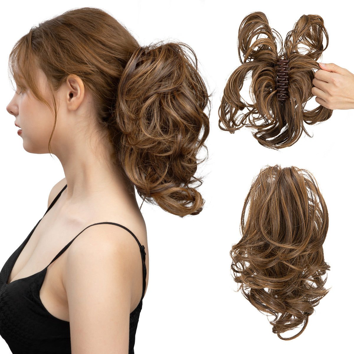 Adjustable Short Ponytail Wig Grip for Women - Natural Fluffy Hair Accessory