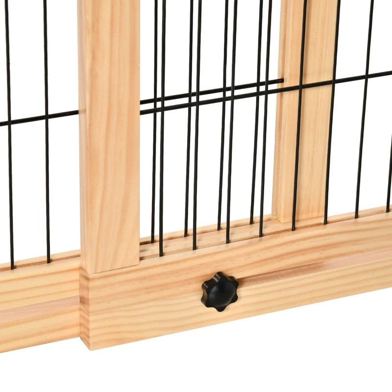 Adjustable Extra Wide Wooden Pet Gate for Dogs & Cats, Natural Finish