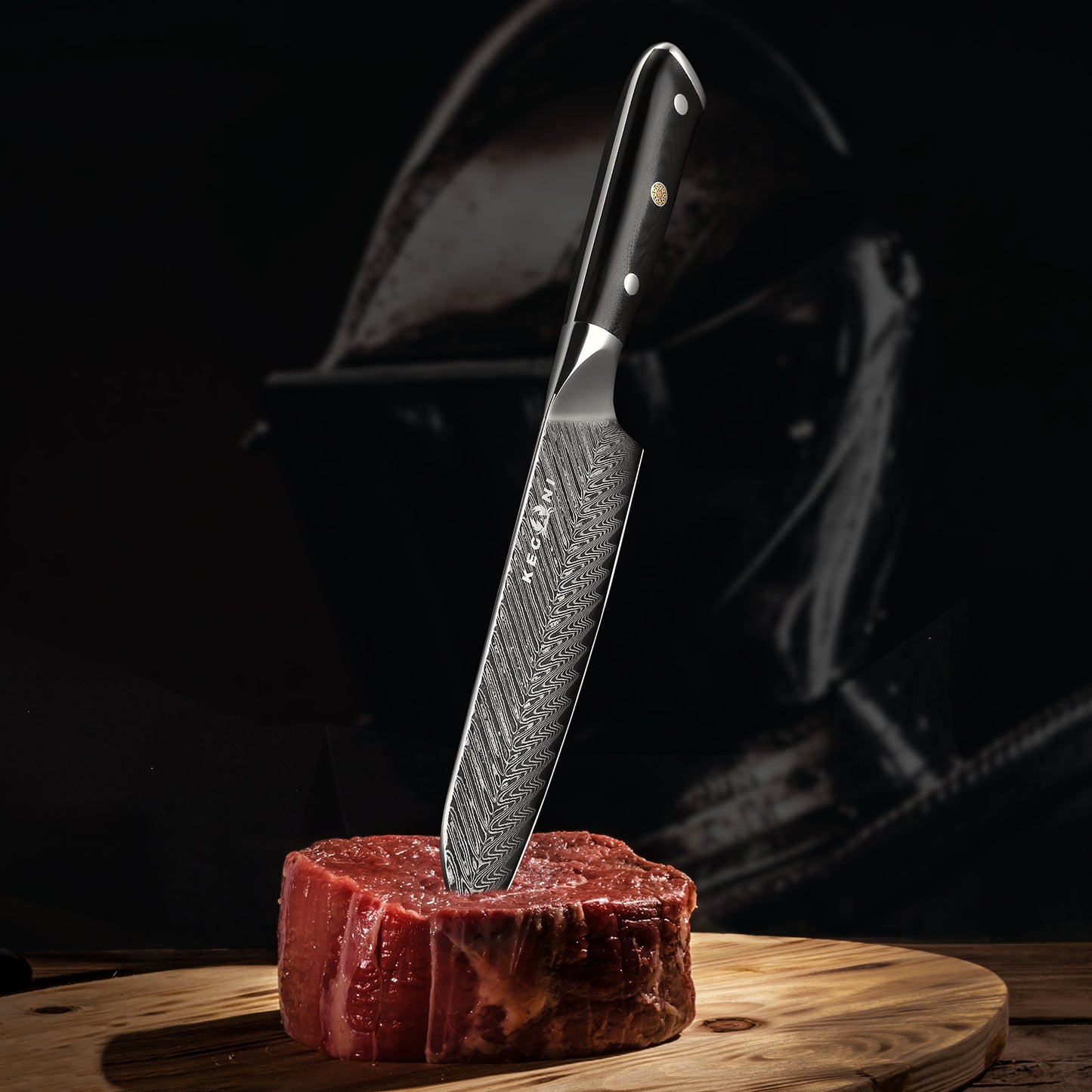 7-Inch Damascus Santoku Knife - AUS-10 Steel, Full Tang Design