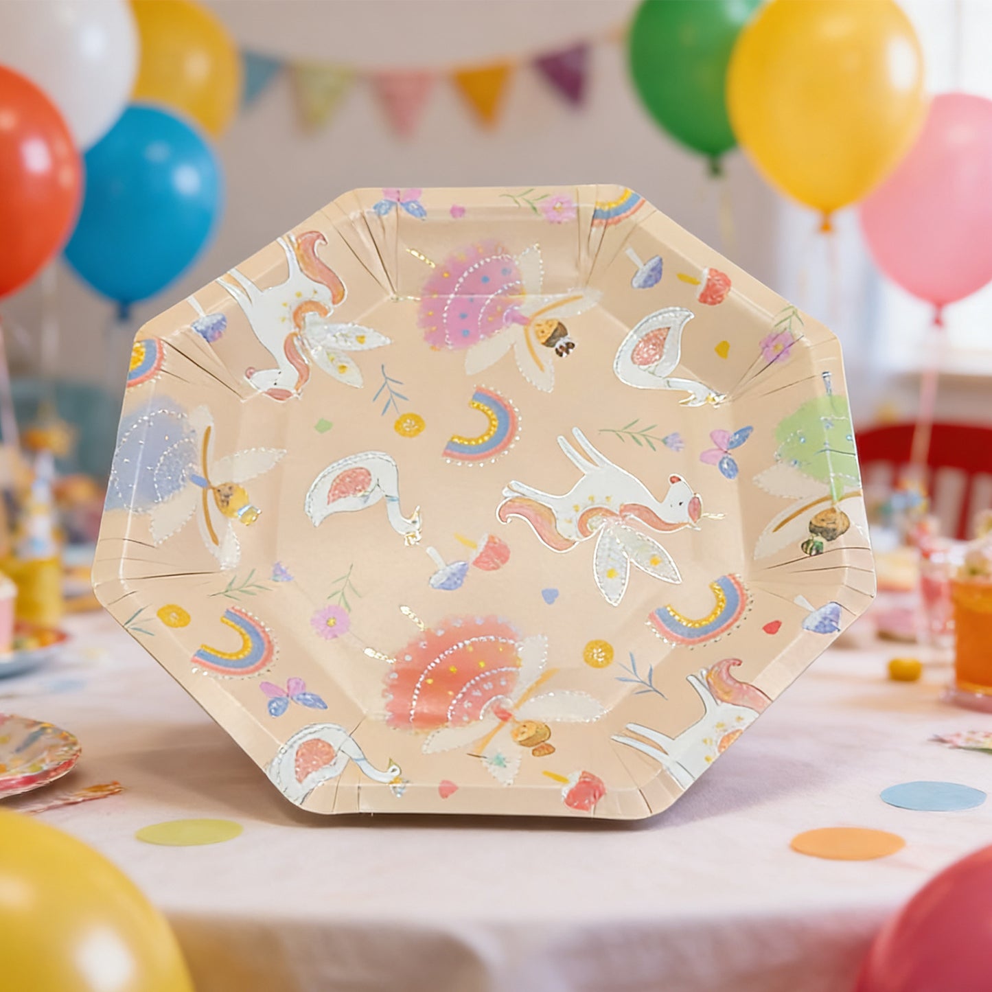 Cartoon Octagonal Paper Plates - 6 Pack