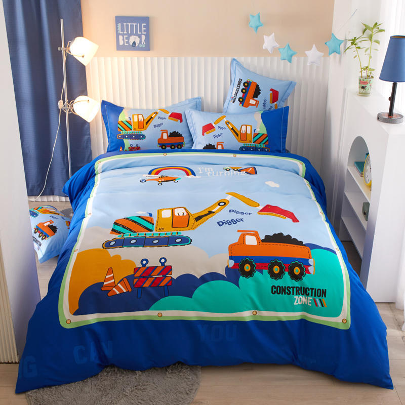 Kids Cotton Cartoon Bedding Set - Boys Girls Bed Linen & Pillowcases