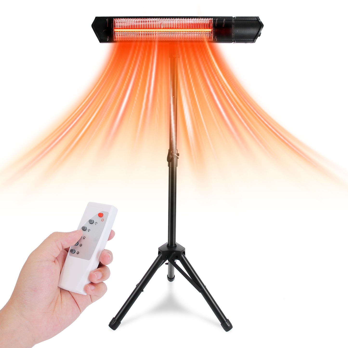 1500W Infrared Patio Heater with Stand and Wall Mount - Waterproof Outdoor Space Heater with Remote Control