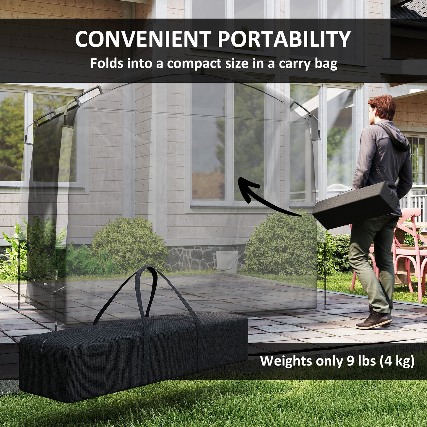 Portable Waterproof Bike Storage Tent for 3-4 Bicycles - Black