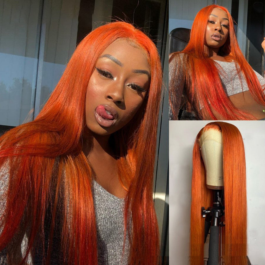 Orange Long Straight Synthetic Wig - 70cm