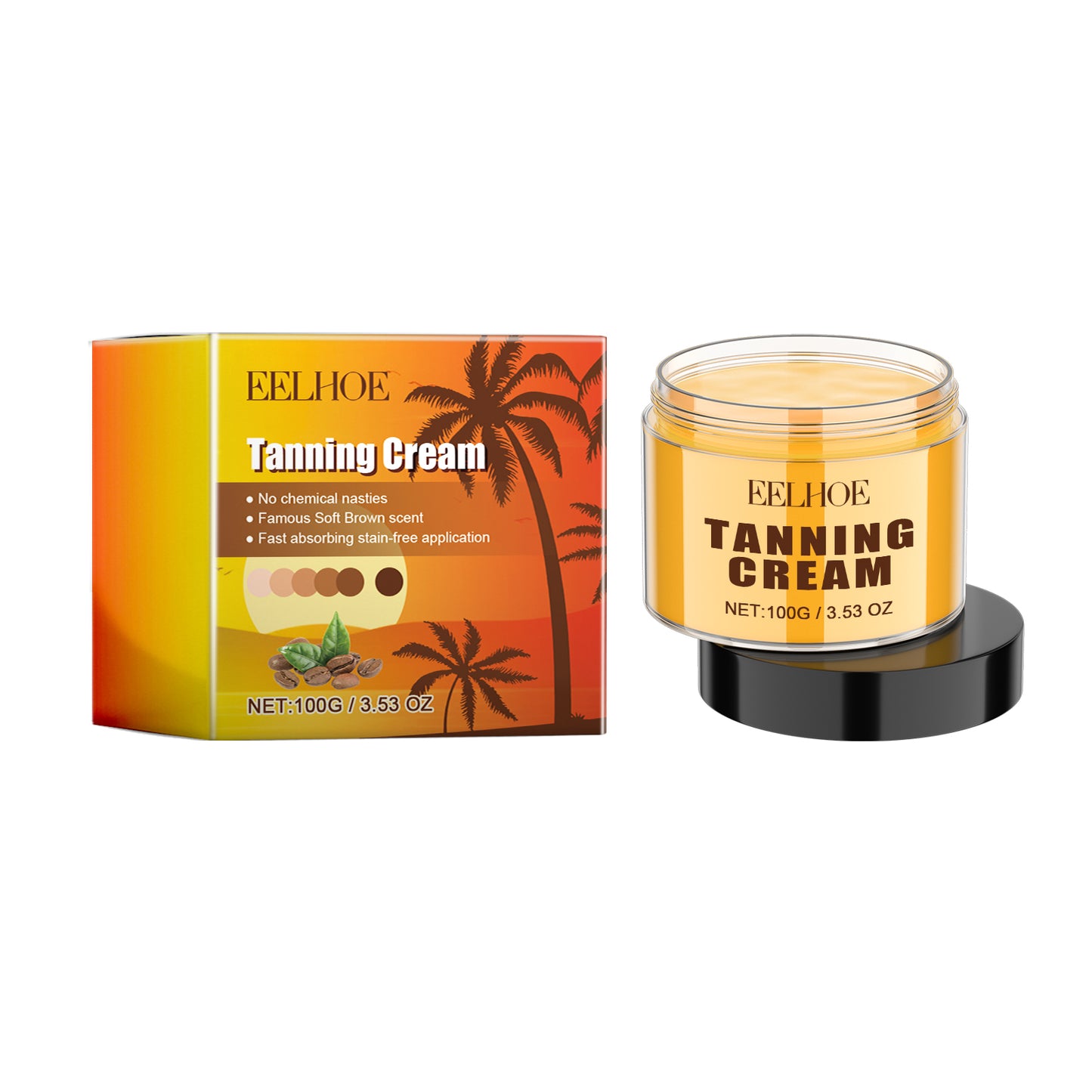 Natural Tanning Cream - Moisturizing Body Bronzer with Cocoa & Carrot Oil