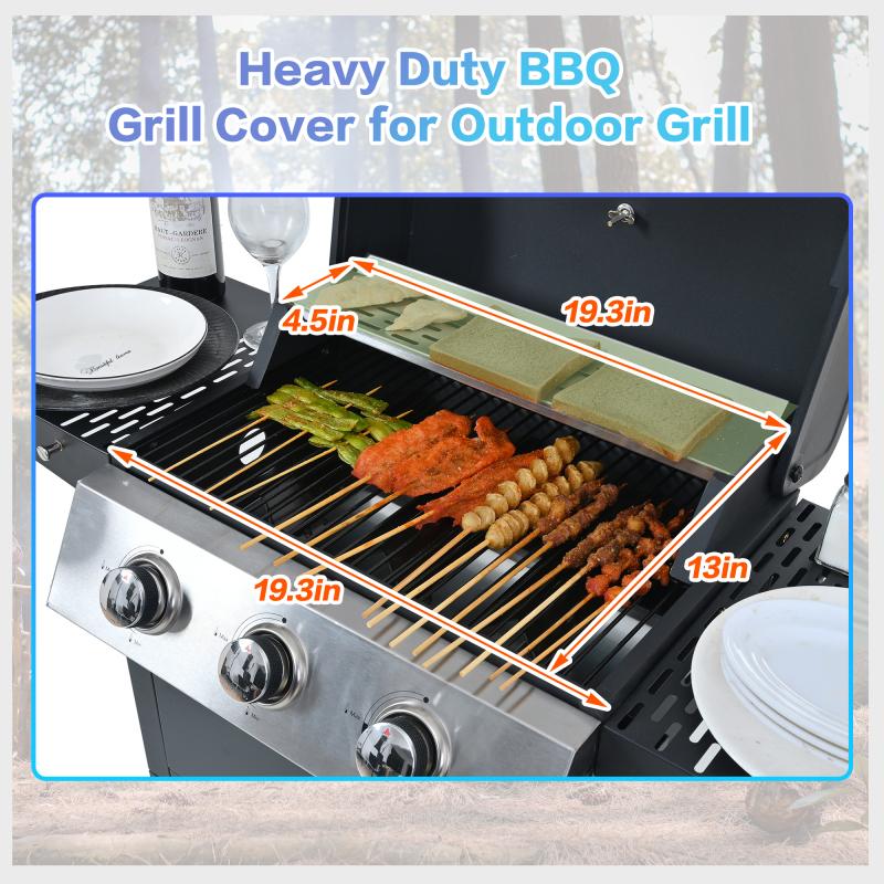 Three-Burner Propane Gas Grill with Stainless Steel Design & Wheels