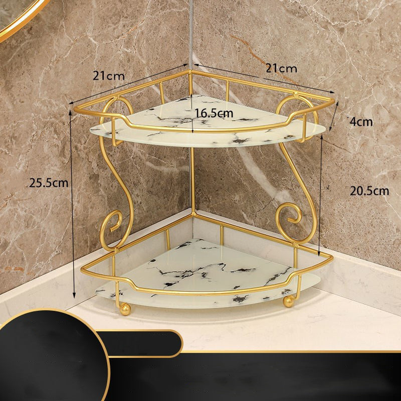 Light Luxury Triangle Bathroom Shelf Multi-Layer Storage Rack White Black Gold