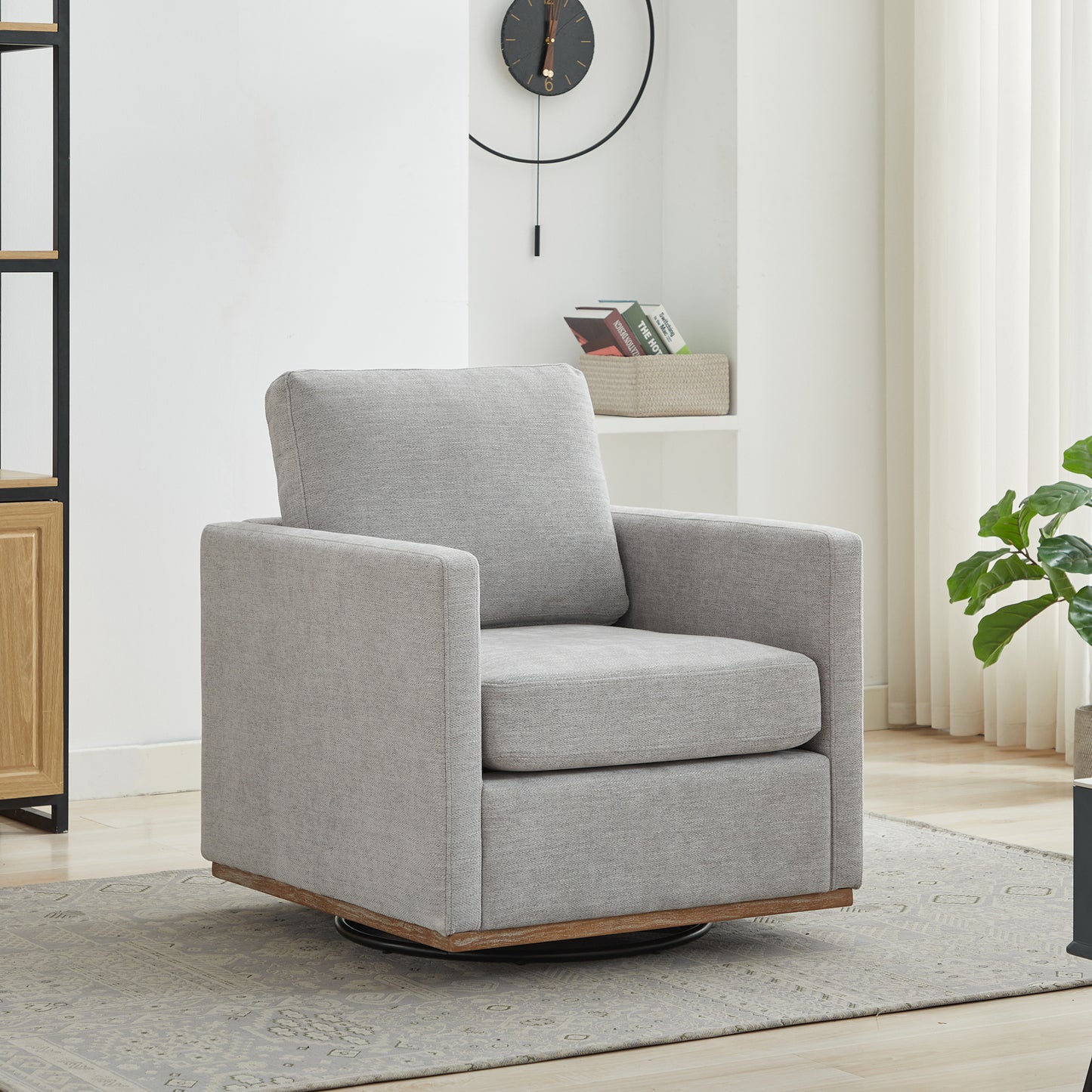 360° Swivel Accent Chair - Upholstered Light Gray Sofa Chair