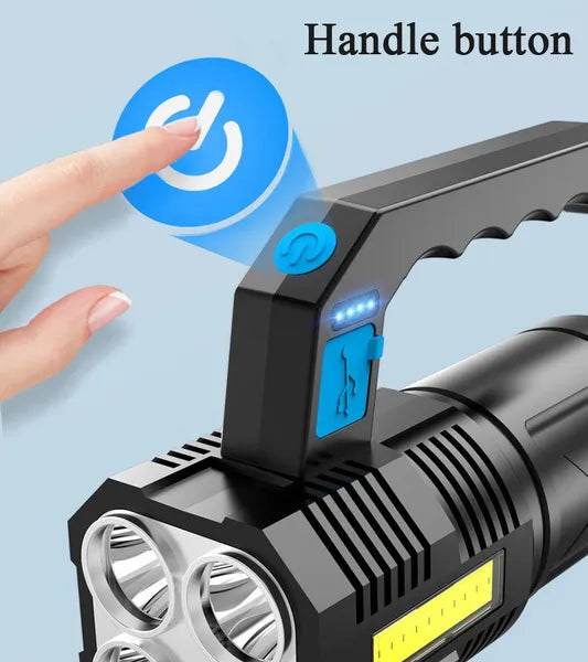Super Bright LED Rechargeable Flashlight with 4 Modes - IP44 Waterproof