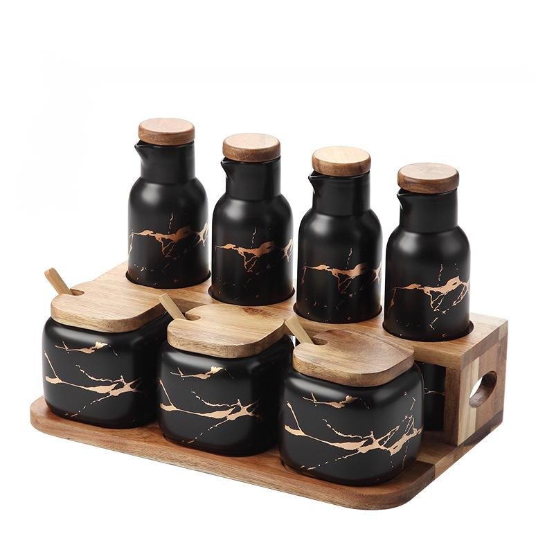 Ceramic Seasoning Jar Set Multiple Sizes Kitchen Storage