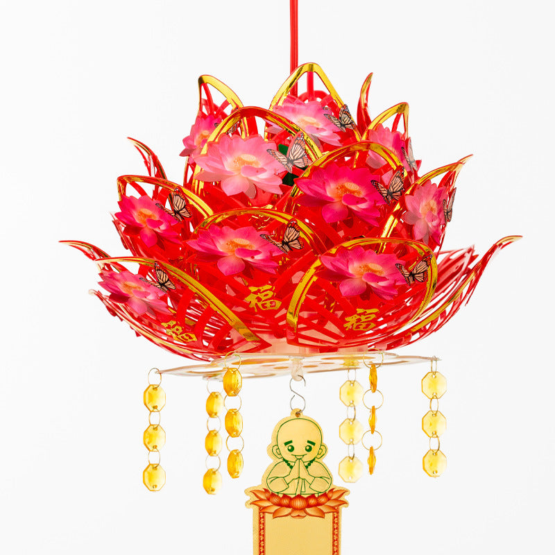 Lotus Lamp Buddha Worship Decorative Lantern for Festivals and Weddings