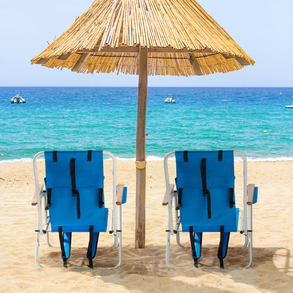 Folding Beach Chair Set of 2 - 4-Position Portable Camping Chairs
