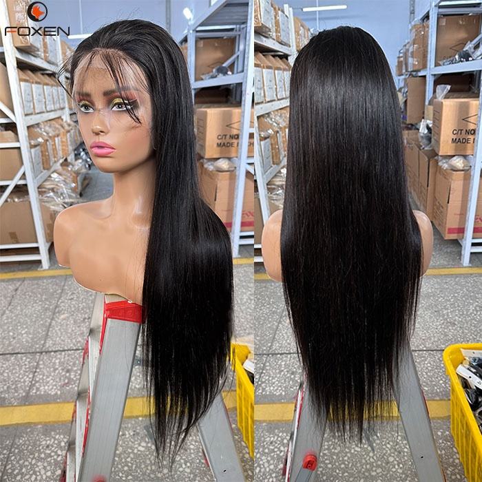 200% Density Bone Straight Human Hair 13x4 HD Lace Front Wig