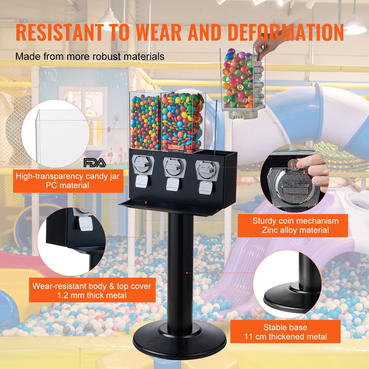 Gumball Machine with Stand - Vintage Coin Operated Candy Dispenser
