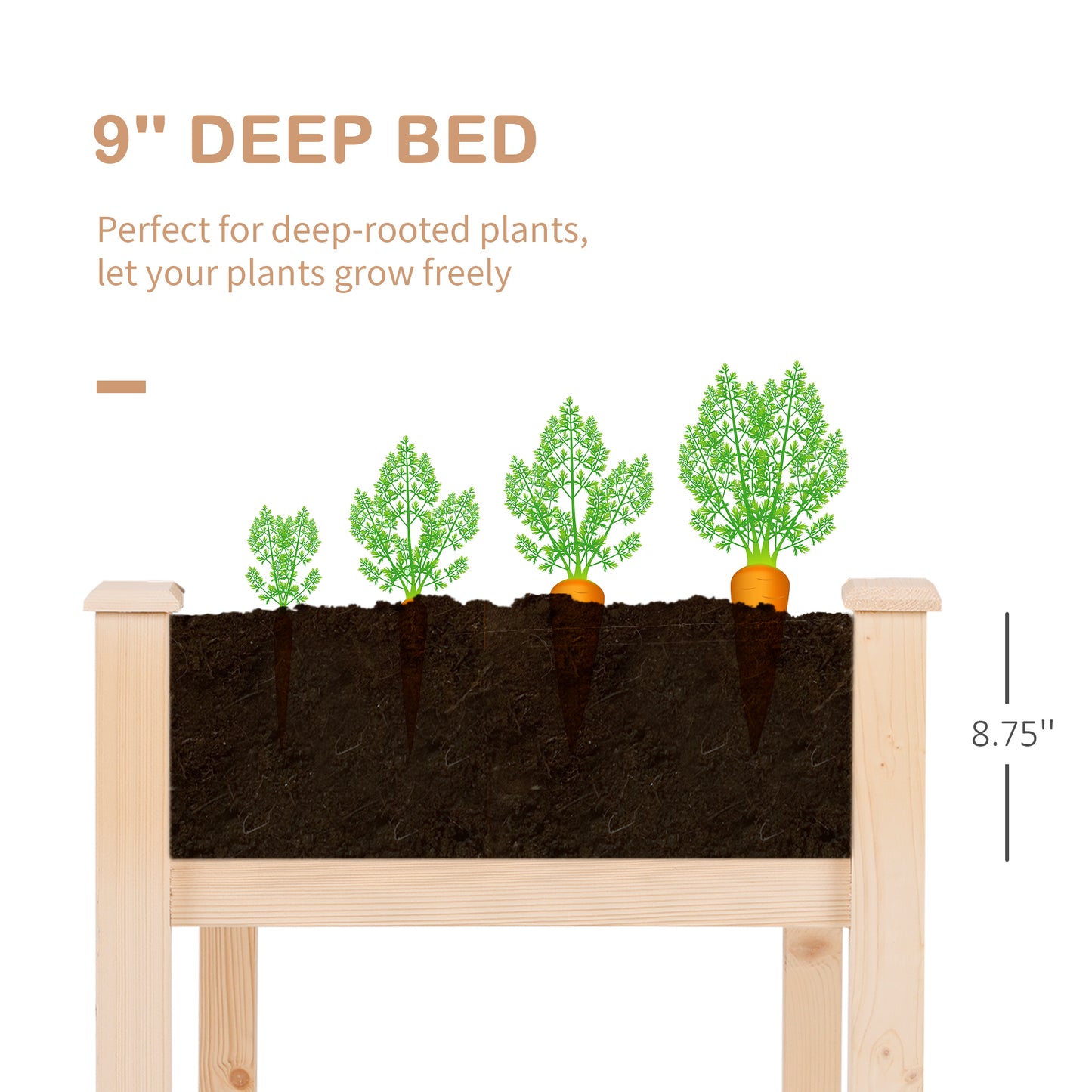 Raised Garden Bed with Legs - 48 x 22 x 30 Inches Wooden Planter for Vegetables Herbs Flowers - Natural Fir Wood