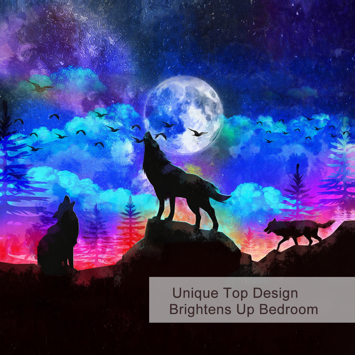 Starry Sky Moon Wolf Bedding Set - Multiple Sizes Available