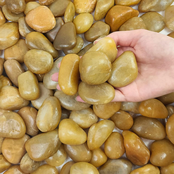 38 Lbs Khaki River Rocks - 2-3 Inch Polished Pebbles for Decor