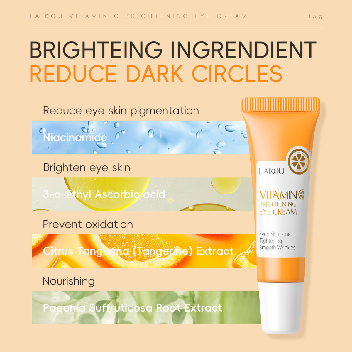 Vitamin C Eye Cream 15g Moisturizing Skin Care for Around Eyes