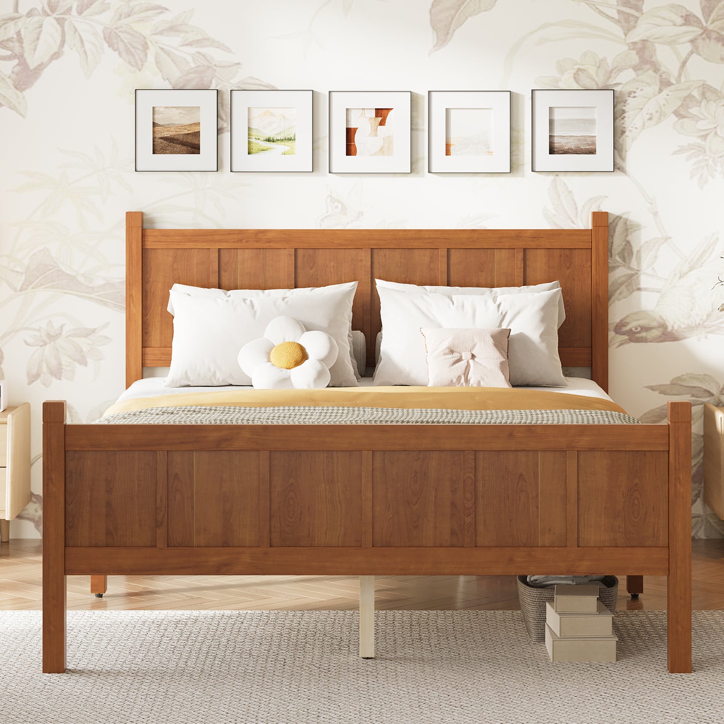 Full Size Flat Panel Bed With Headboard & Footboard, Minimalist
