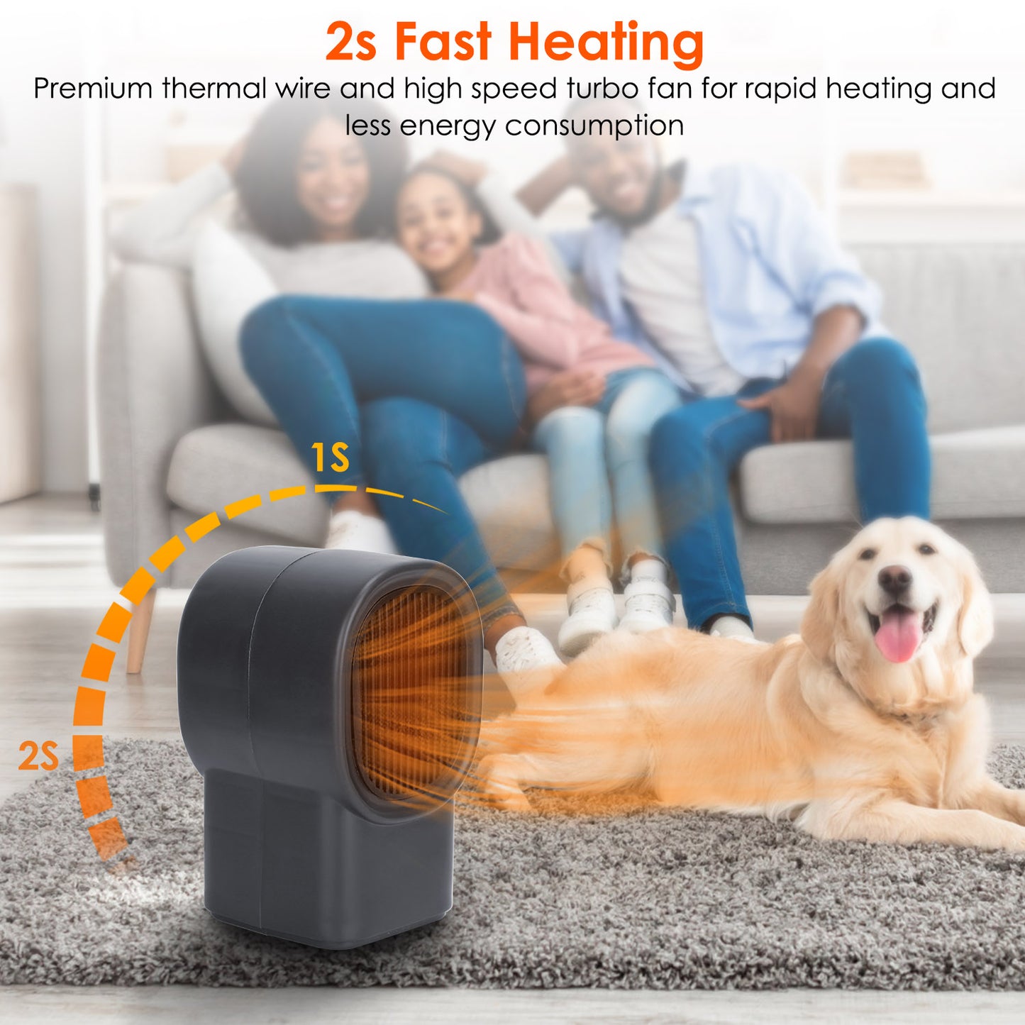 400W Portable Electric Space Heater for Home Office Small Room Grey