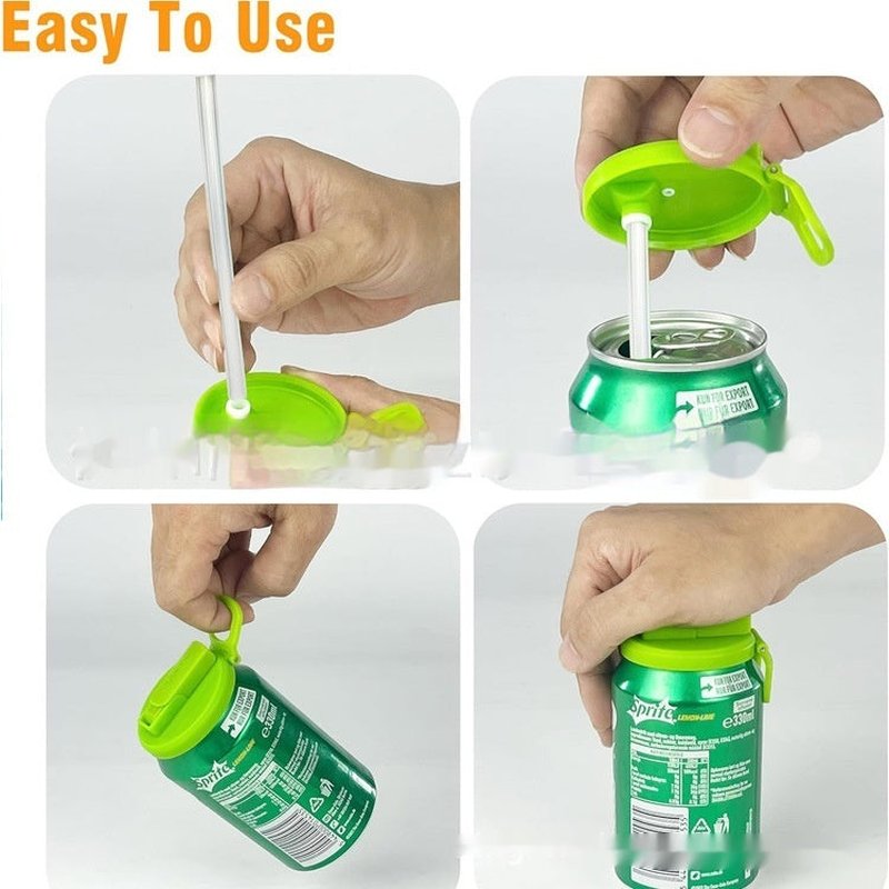 Reusable Soda Can Lid with Straw - Fits Standard Coke & Beverage Cans