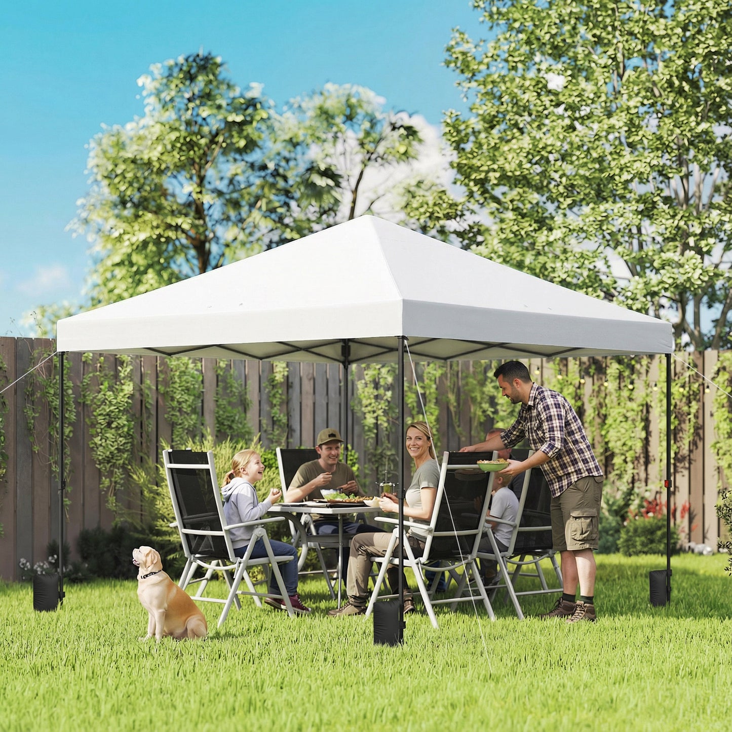 10x10 ft Pop Up Canopy Tent with Instant Setup - White
