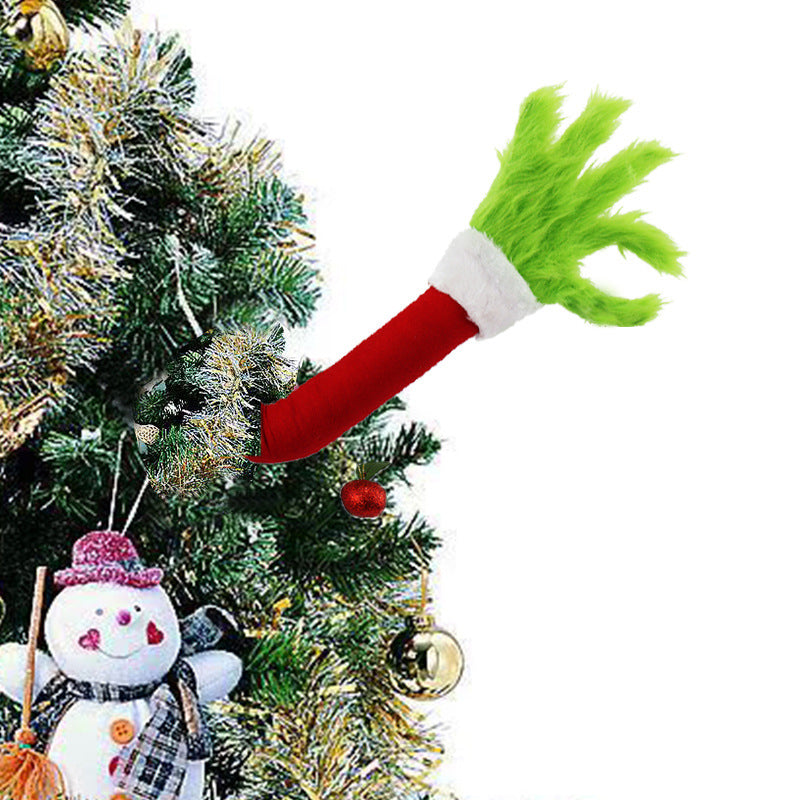 Christmas Elf Arm Plush Hanging Ornament - Red & Green