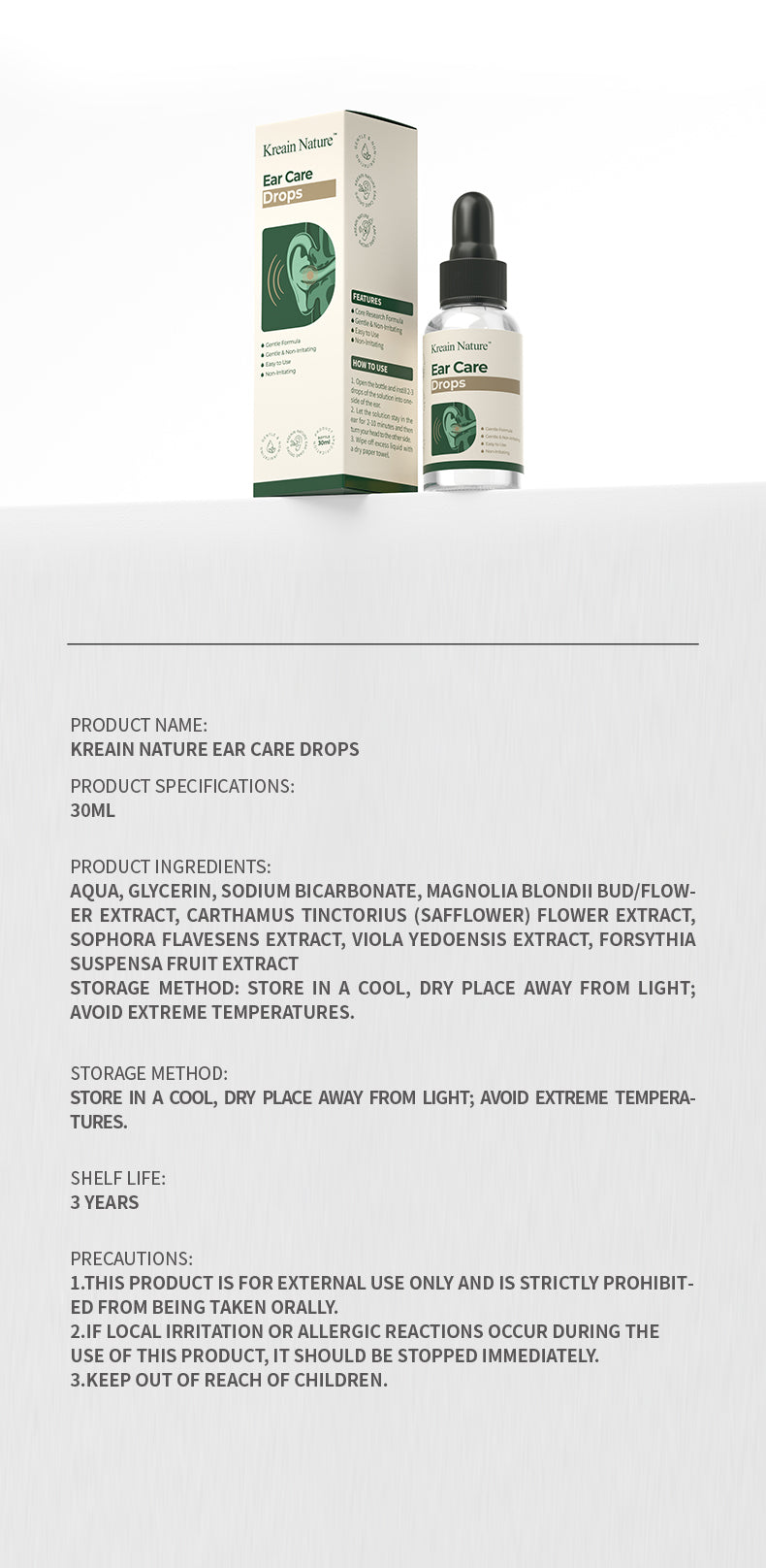 Nature Ear Care Drops - Gentle Non-Irritating Formula