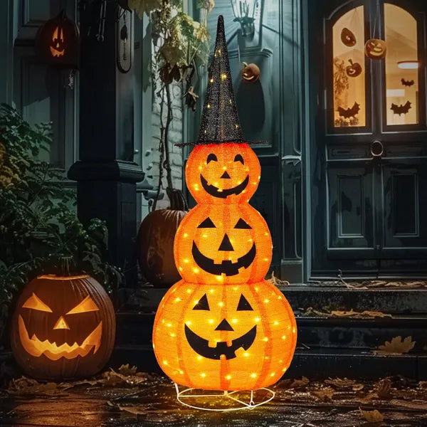 Lighted Halloween Pumpkin Decorations - 5FT Collapsible with 100 LEDs