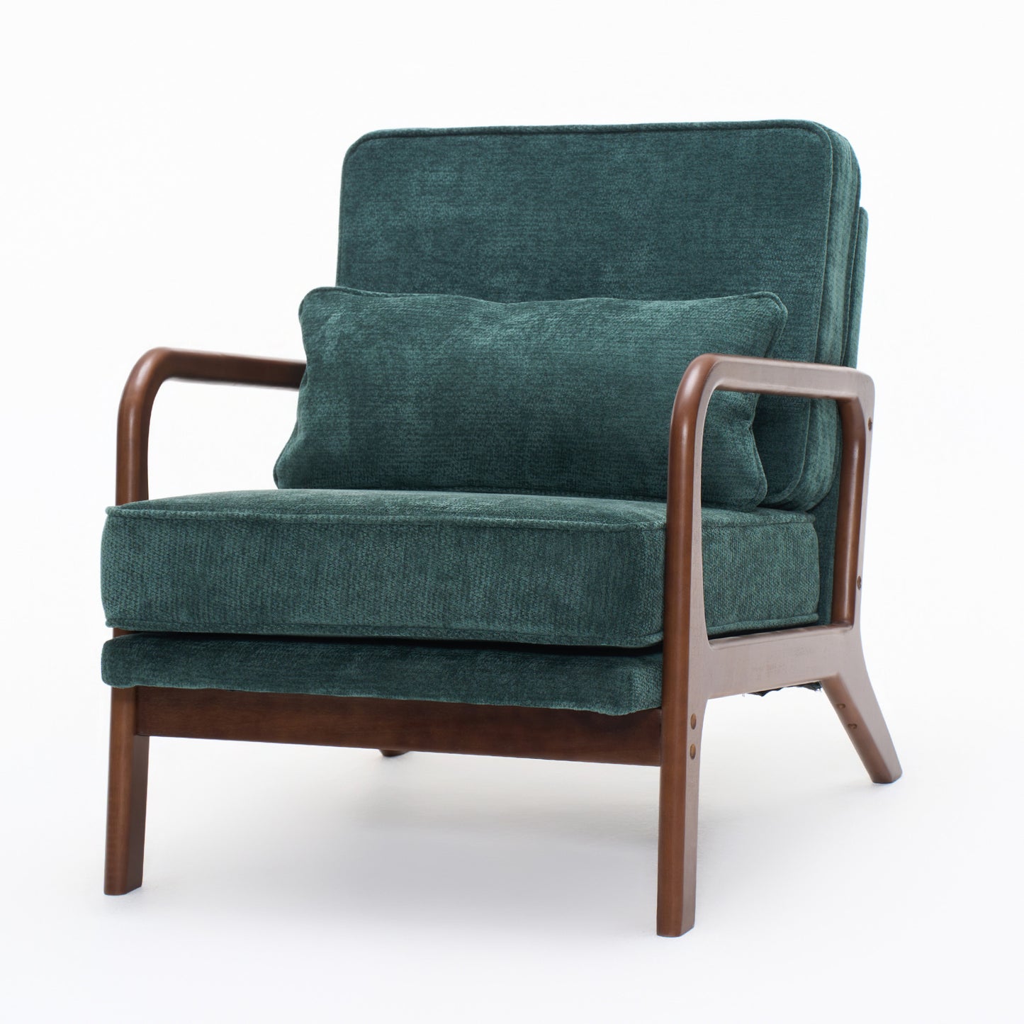 Mid-Century Modern Lounge Chair - Dark Green Upholstered Accent Chair