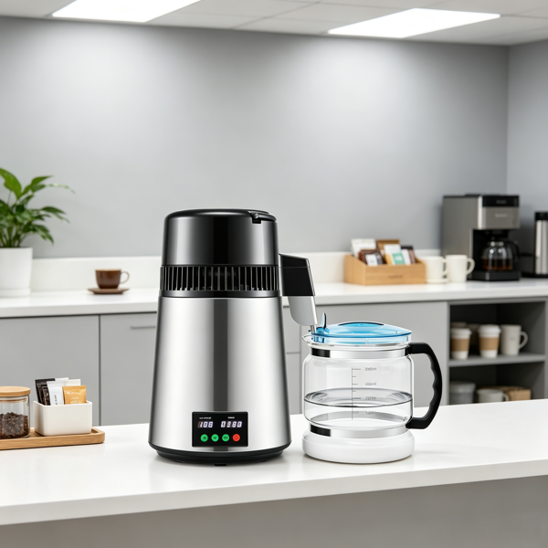 Countertop Water Distiller 750W with Timer, Glass Carafe & Cleaning Kit