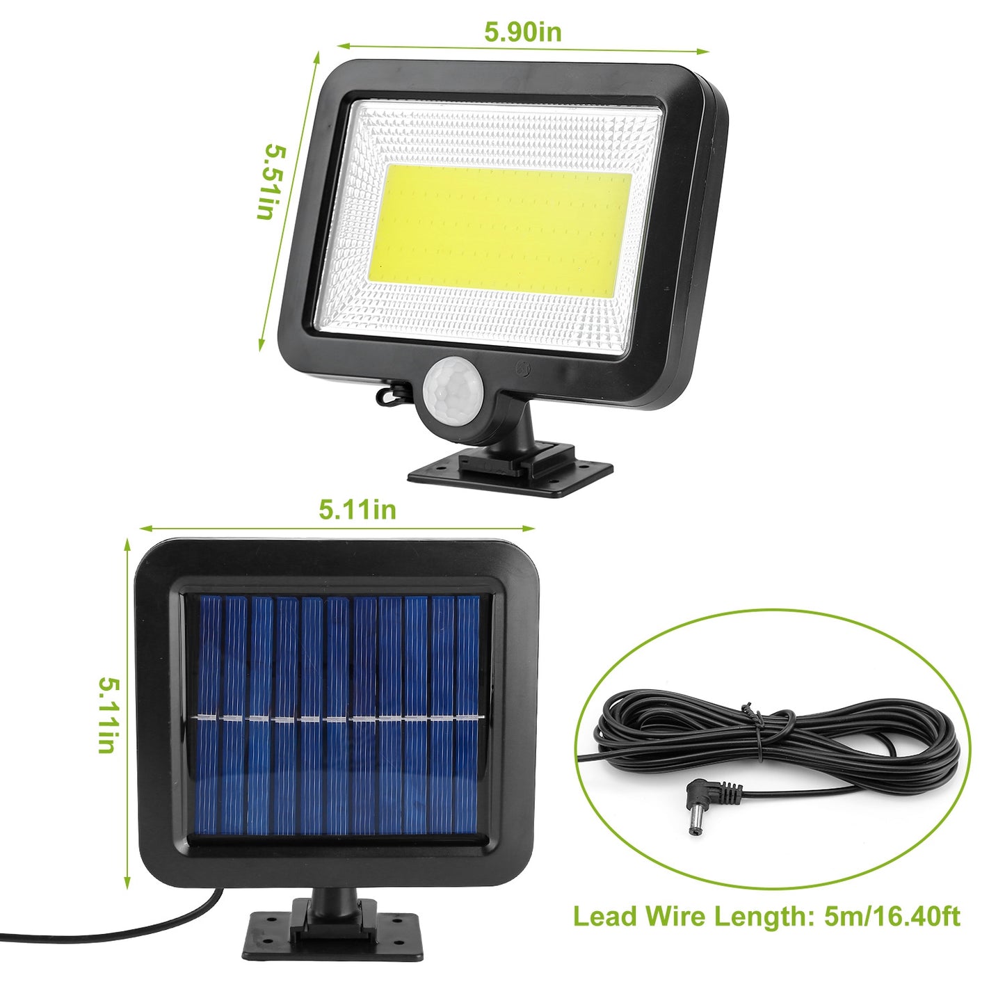 Solar Powered Motion Sensor Wall Light Waterproof Outdoor IP65 Dusk to Dawn Lamp - Black