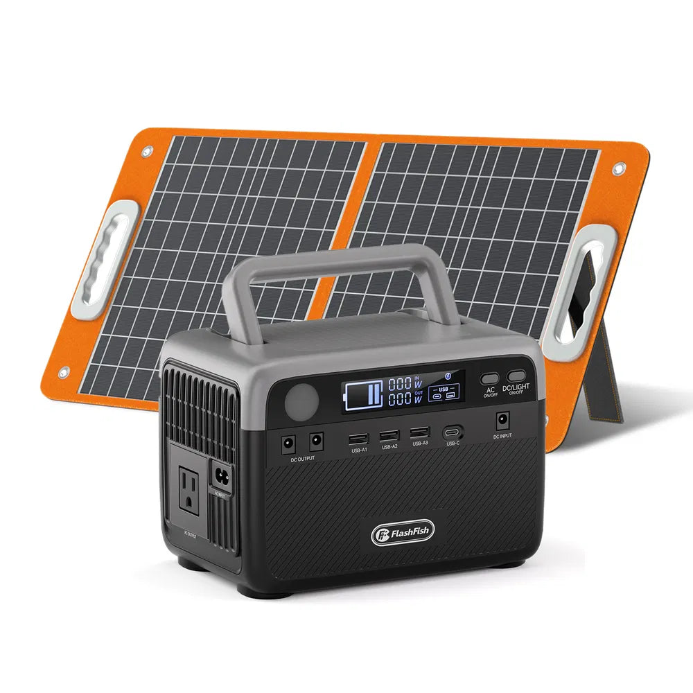 300W Portable Power Station with 60W Solar Panel - Generator