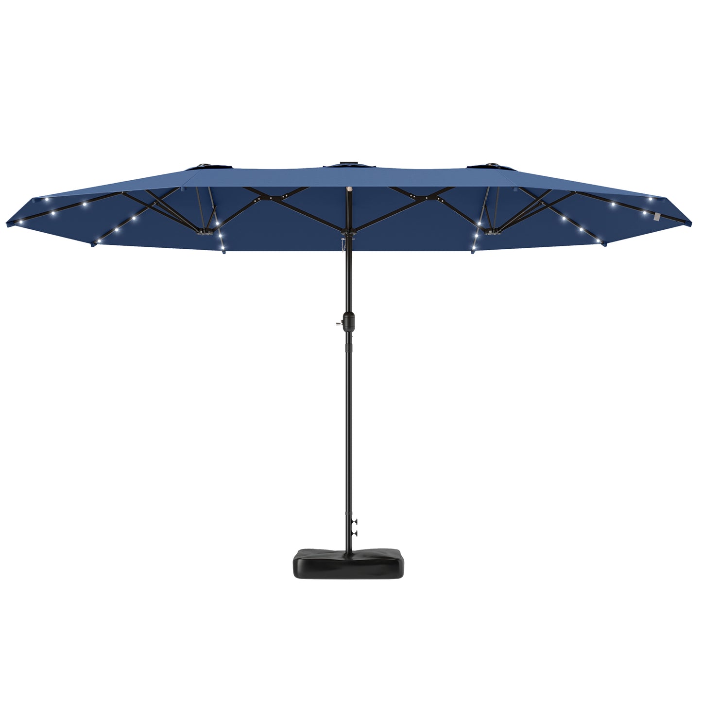 14.4ft Double-Sided Garden Parasol with Solar LED Lights - Navy Blue