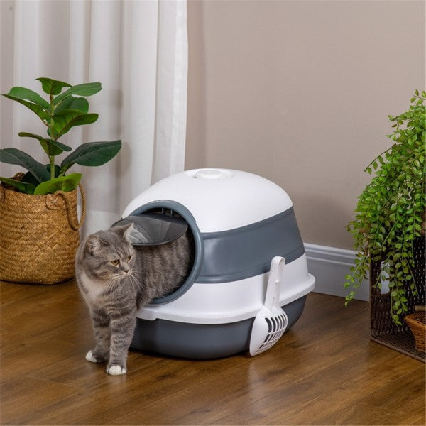 Cat Climbing Tower with Enclosed Rest Area and Litter Box
