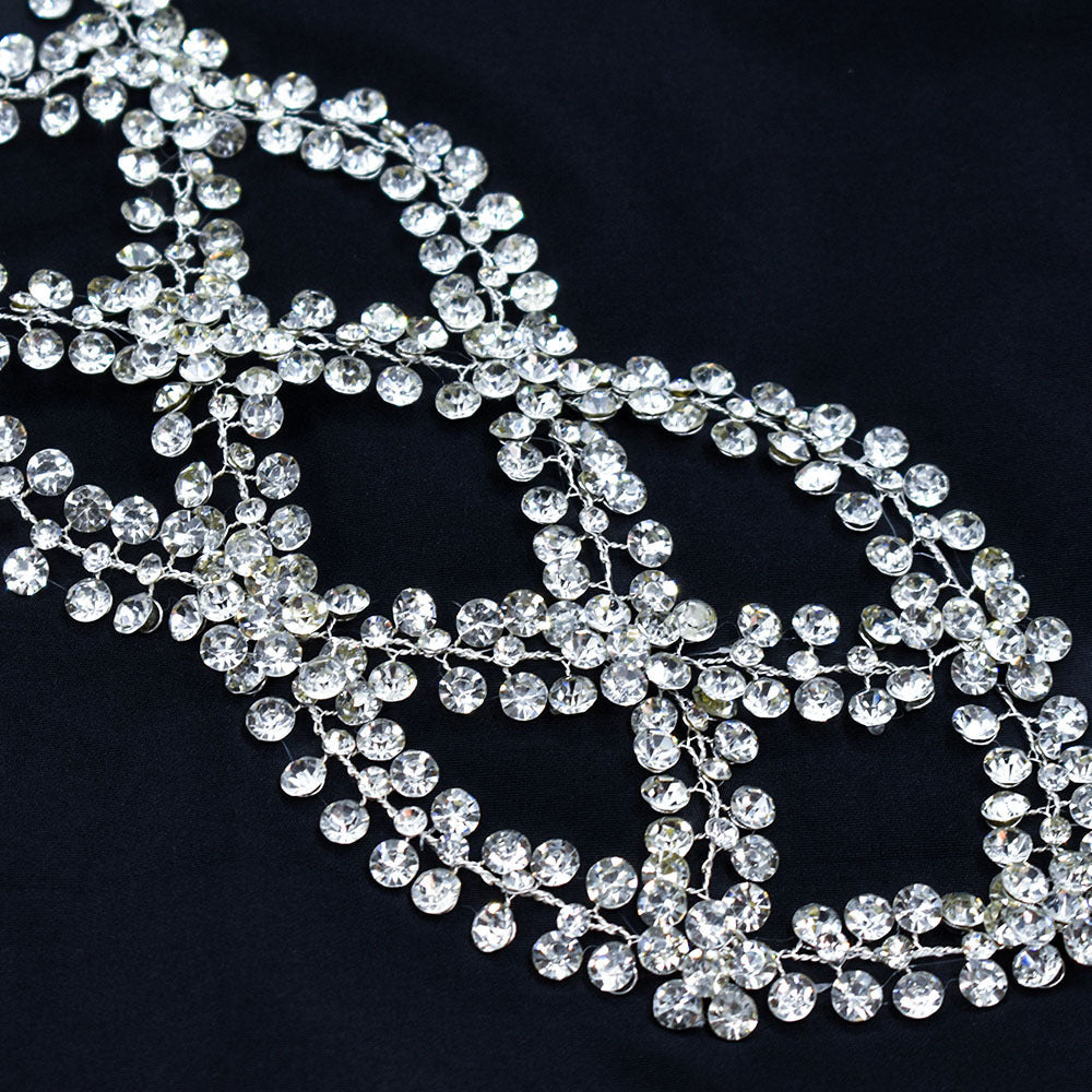 Bridal Rhinestone Cross Tiara Headband - Handmade Silver Hair Accessory